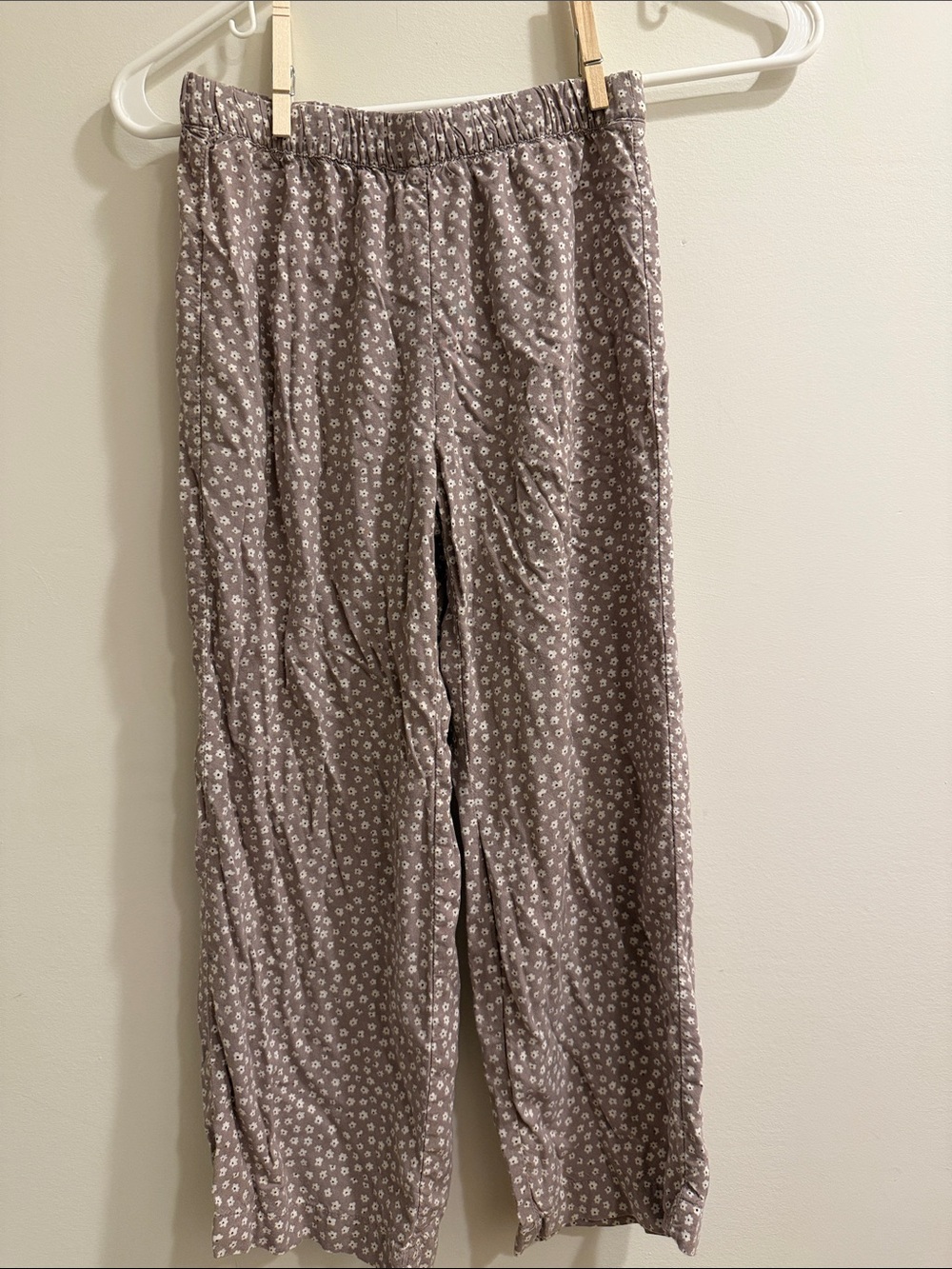 H&M Taupe Floral Wide-Leg Pull-On Pants